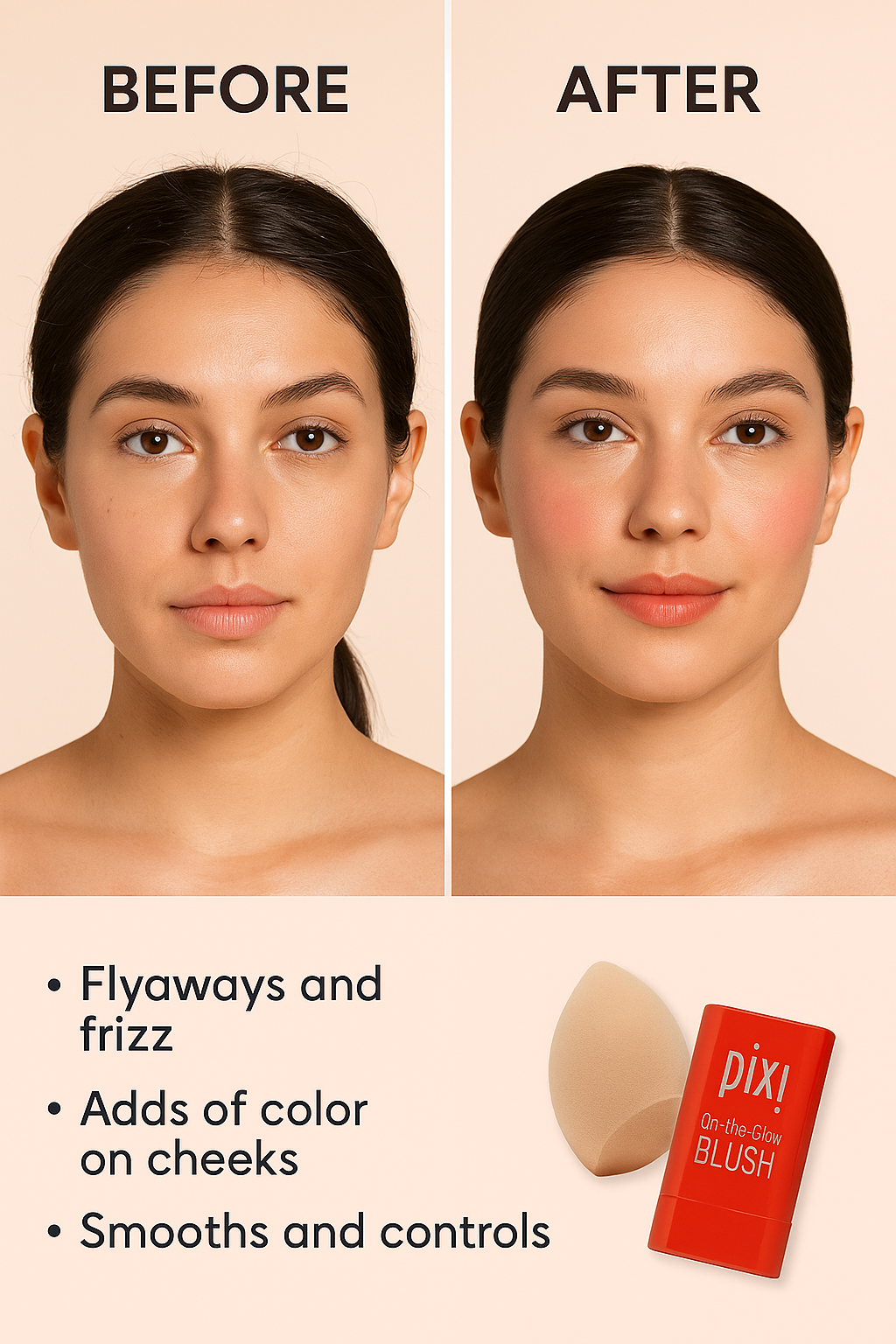 IKT Hair Wax Stick + Pixi On-the-Glow Blush – Juicy | Flat 50% OFF + Free Beauty Blender Puff
