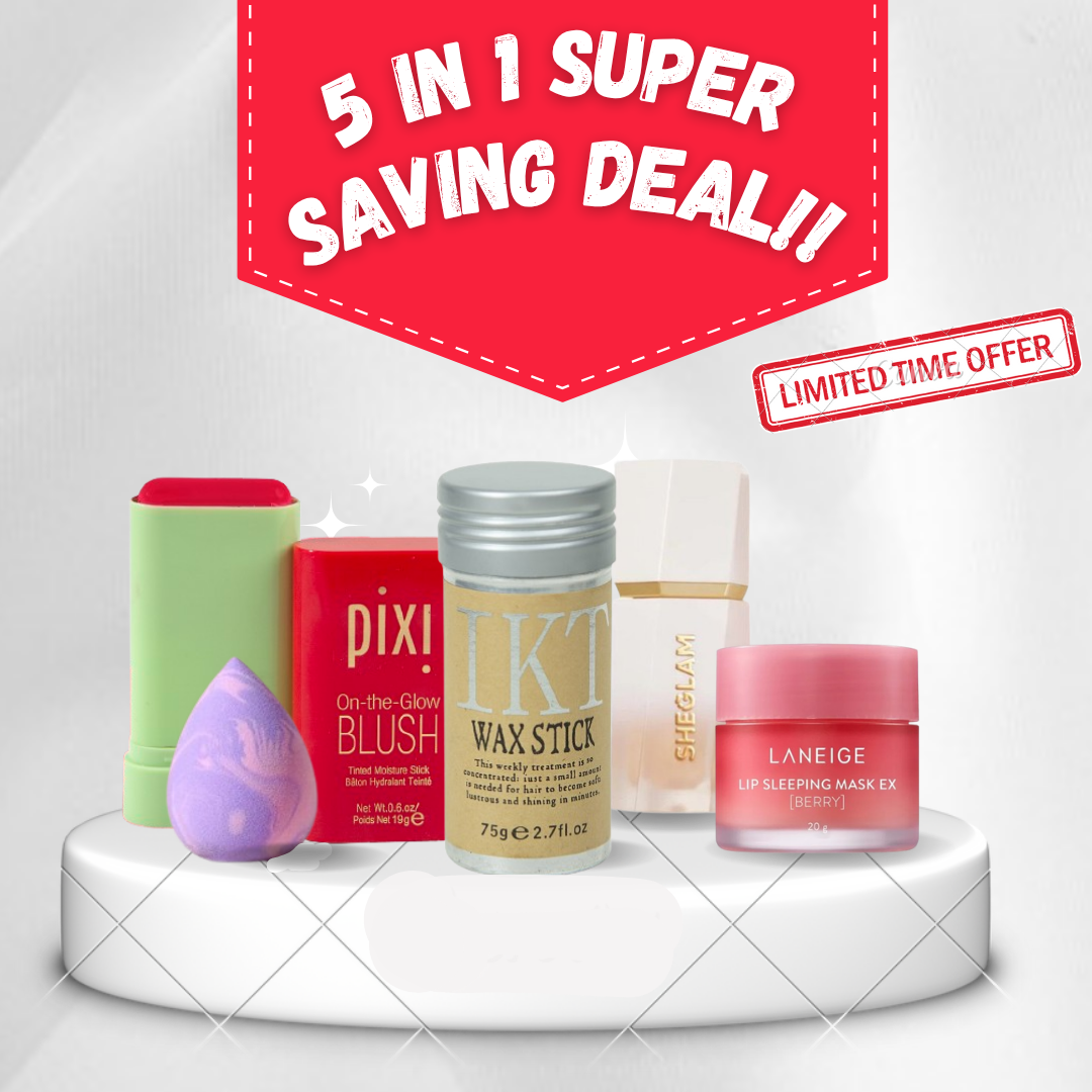 Super Saving Deal, 5 in 1 budget bundle | Cosmetics and Hair Style Stick Free Puffs