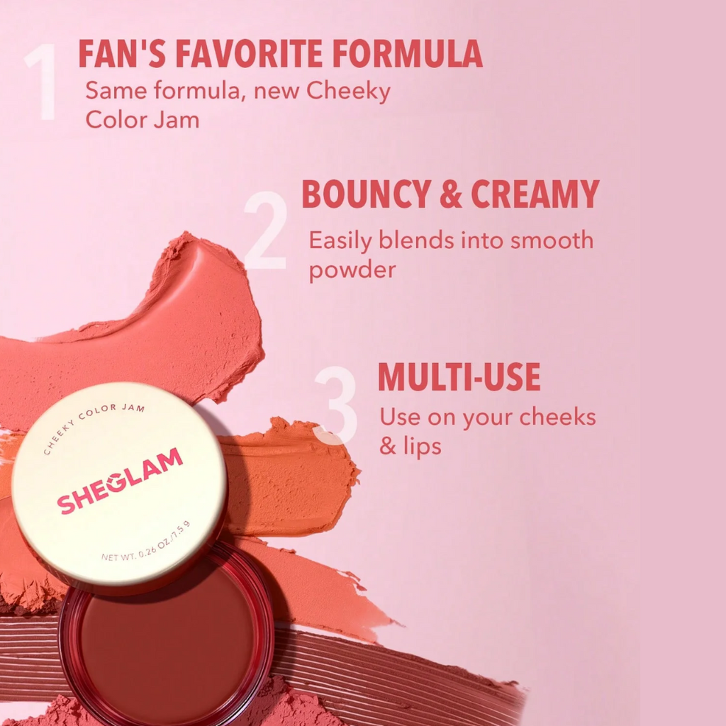 SHEGLAM CHEEKY COLOR JAM - Rose Meadow (Bouncy Cream-To-Powder Blush For A Romantic Flush) (Quality Guaranteed✔)