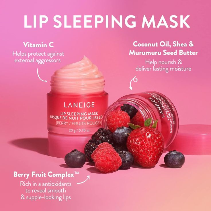 LANEIGE LIP SLEEPING MASK 20g: Nourish, Hydrate, Vitamin C, Murumuru & Shea Butter, Antioxidants, Flaky, Dry Lips